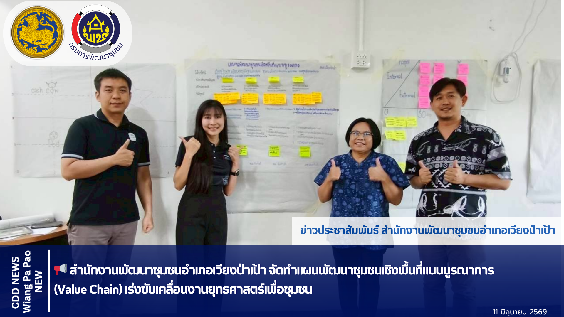 📢 พช.เวียงป่าเป้า  จัดทำแผนพัฒนาชุมชนเชิงพื้นที่แบบบูรณาการ (Value Chain) เร่งขับเคลื่อนงานยุทธศาสตร์เพื่อชุมชน