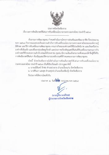 พช.เวียงป่าเป้า ขอประชาสัมพันธ์ ประกาศจังหวัดเชียงราย  เรื่อง ผลการคัดเลือกสตรีดีเด่นด้านการขับเคลื่อนนโยบายกระทรวงมหาดไทย ประจำปี 2569