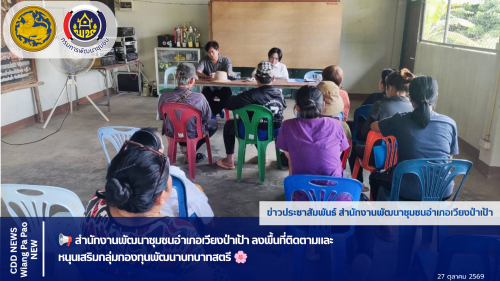 📢 สำนักงานพัฒนาชุมชนอำเภอเวียงป่าเป้า ลงพื้นที่ติดตามและหนุนเสริมกลุ่มกองทุนพัฒนาบทบาทสตรี 🌸